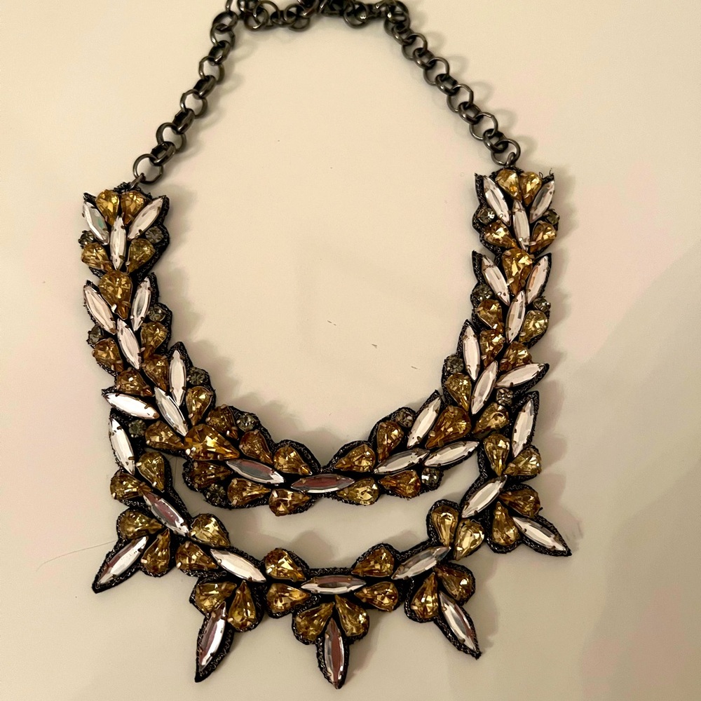 Deepa Gurnani two tiered crystal necklace